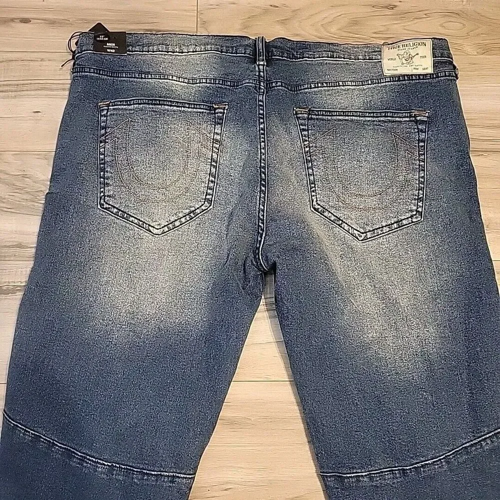True Religion Jeans Mens 42W Blue Denim Rocco Relaxed Skinny Jean‎ NWT
